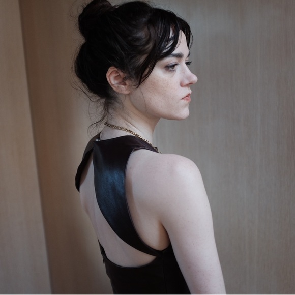 WAI MING LAMB LEATHER PLEATED MINI DRESS WITH OPEN BACK - Picture 5 of 6